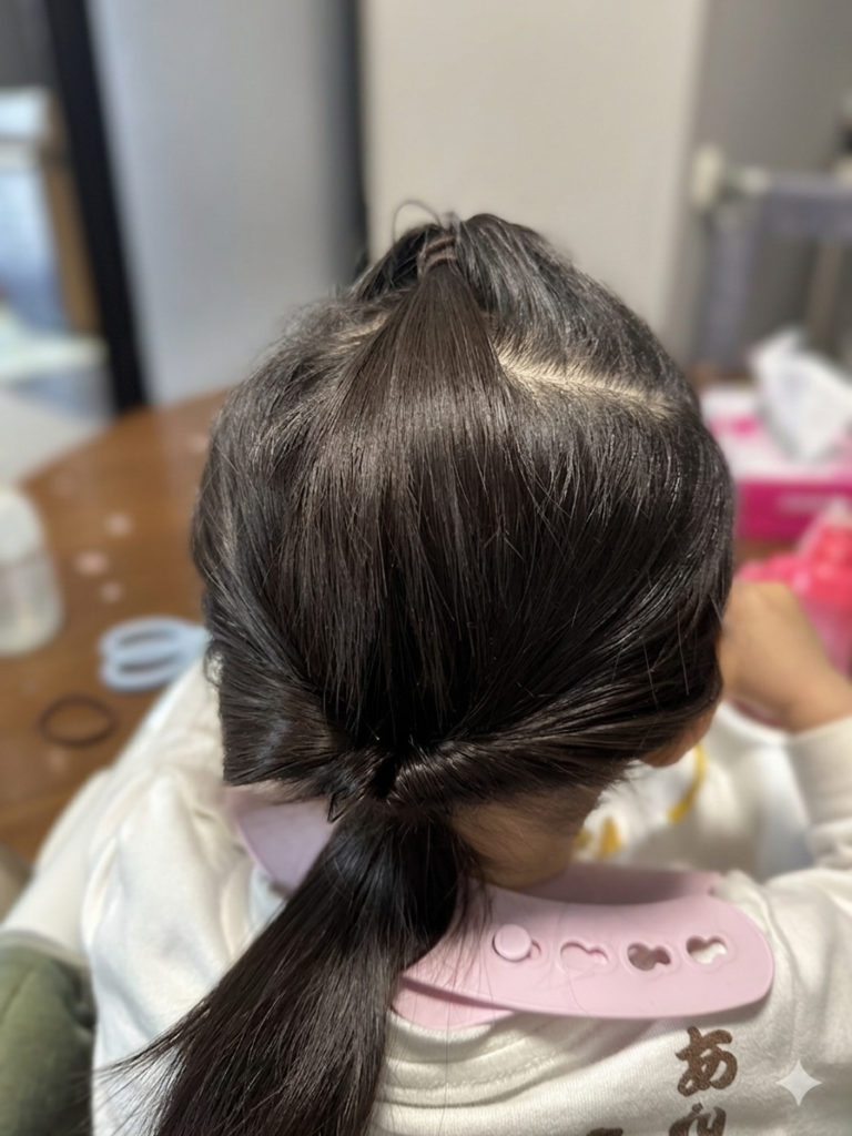 1歳　女の子　ヘアアレンジ　ダブルくるりんぱ　やり方